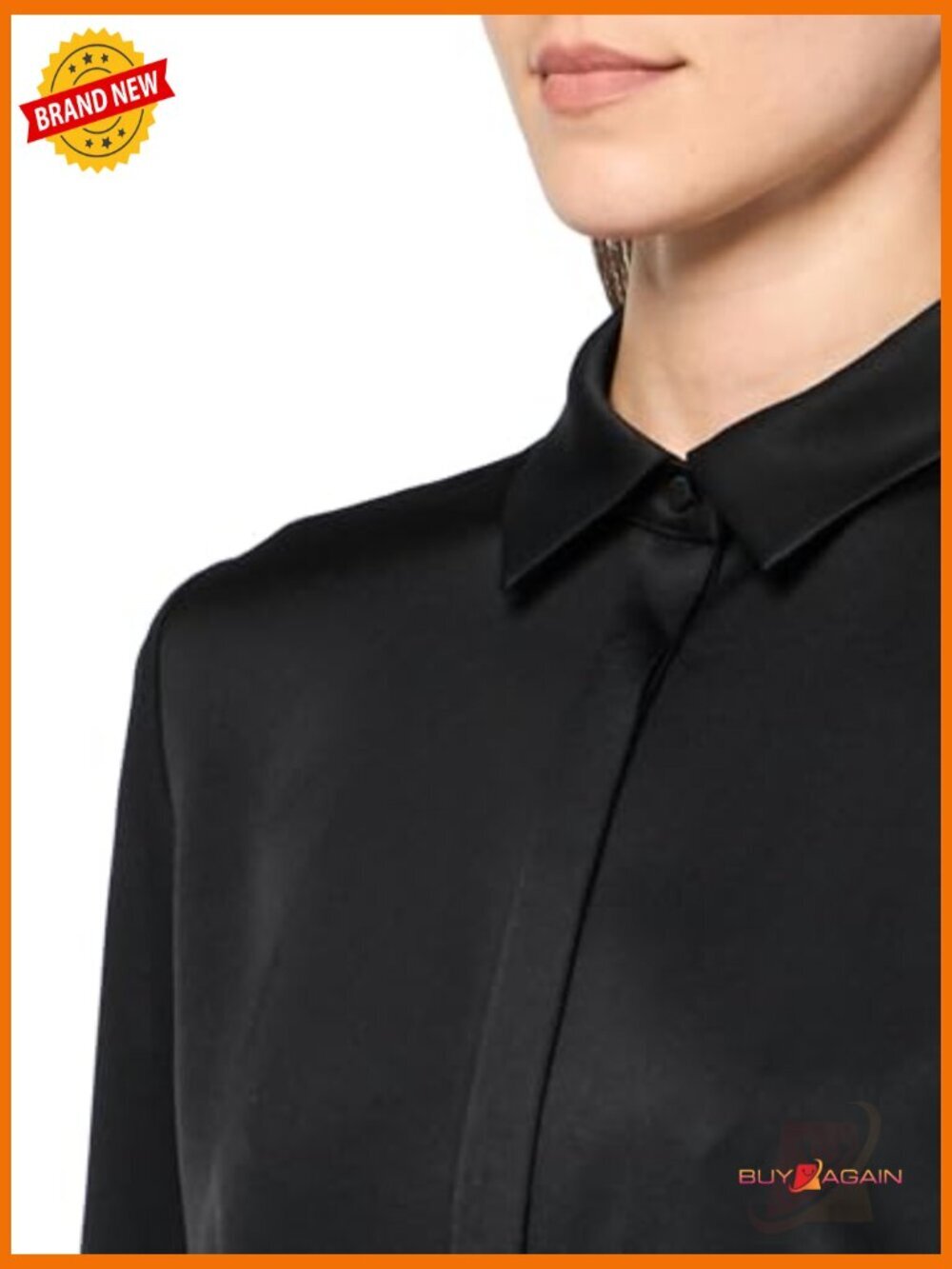 Long Sleeve Blouse with Feather Cuff, Relaxed Fit, Polyester Blend - Picture 3 of 4